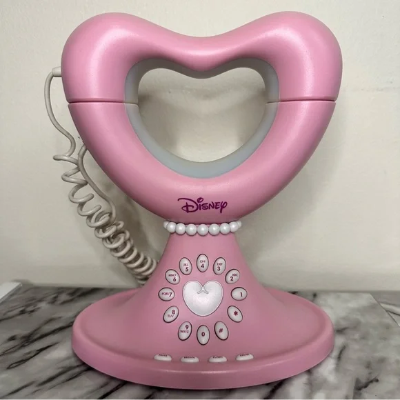 Vintage Disney Princess Pink Corded Home Telephone Girls Heart Shaped 2004 - Picture 2 of 6